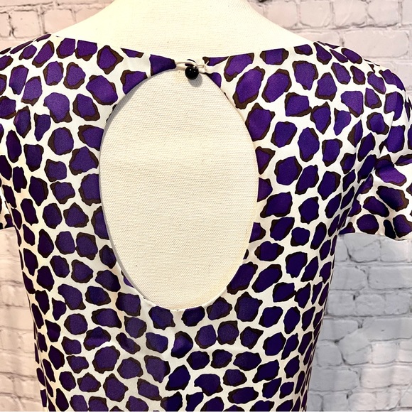 KATE SPADE silk dress shift leopard print Size 6 purple white - Picture 6 of 15